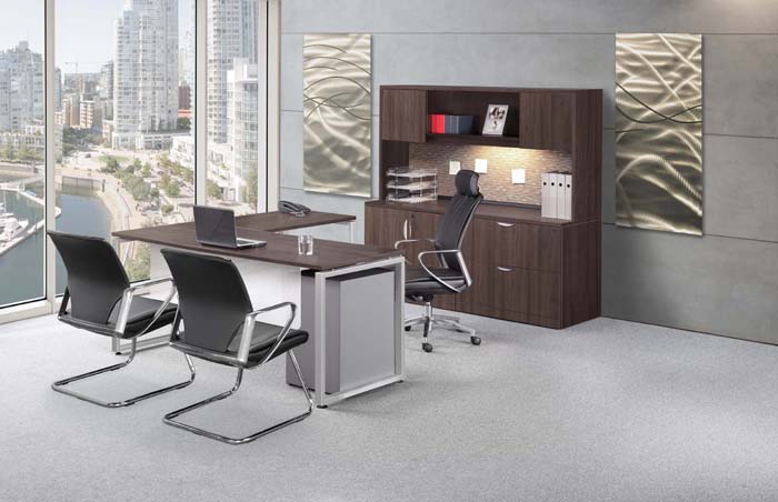 Elements Workstation Walnut L Desk With Storage 72 X Golden